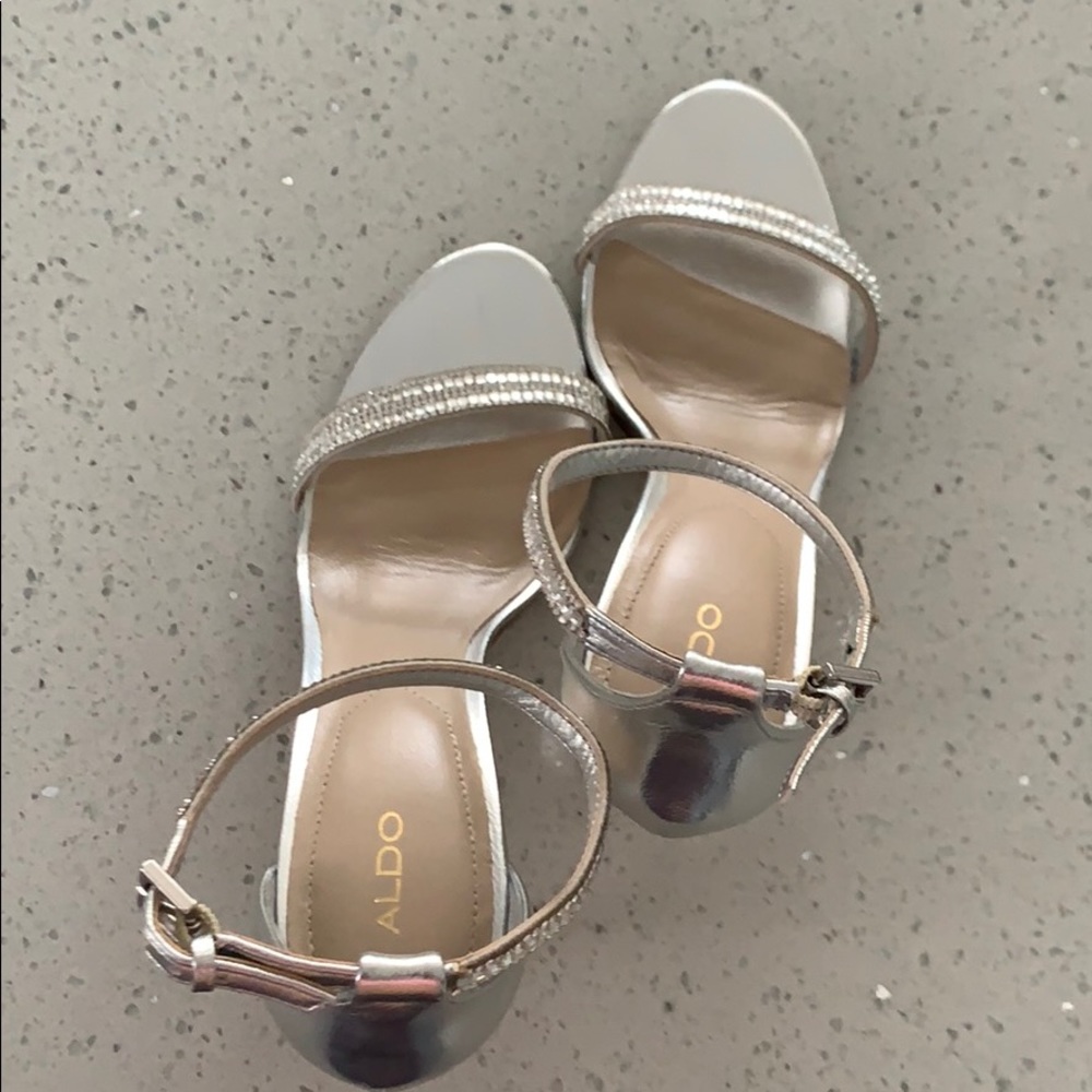 2 for $15  Aldo Rhinestone Silver Sandals